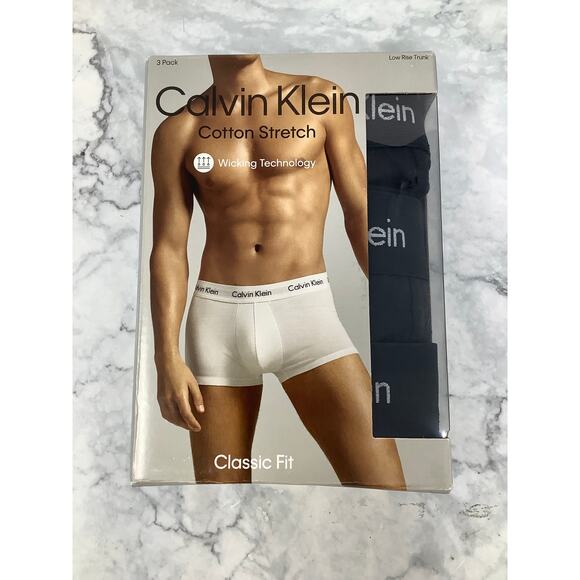 Calvin Klein Men's Large Black 3 Pack Boxer Brief Cotton Stretch Low Rise K23-20 - Picture 2 of 5